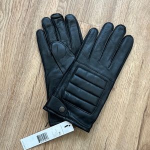 ELIE TAHARI Black Leather Gloves NWT Unisex M/L Cashmere Wool